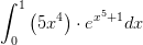 \int_{0}^{1}\left ( 5x^4 \right )\cdot e^{x^5+1}dx