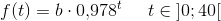 f(t)=b\cdot 0{,}978^t\; \; \; \; \; t\in\left ] 0;40 \right [