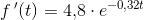 f{\, }'(t)=4{,}8\cdot e^{-0,32t}
