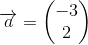 \overrightarrow{a}=\begin{pmatrix} -3\\2 \end{pmatrix}