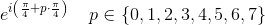 e^{i\left ( \frac{\pi }{4} +p\cdot \frac{\pi }{4}\right )}\; \; \; \; p\in\{0,1,2,3,4,5,6,7\}