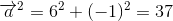 \overrightarrow{a}^2=6^2+(-1)^2=37