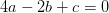 4 a-2 b+c=0