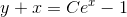 y+x=Ce^x-1