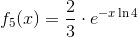 f_5(x) = \frac{2}{3} \cdot e^{-x \ln 4}