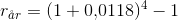 r_{\aa r}=(1+0{,}0118)^4-1