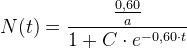 N(t)=\frac{\frac{0{,}60}{a}}{1+C\cdot e^{-0{,}60\cdot t}}