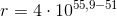 r=4\cdot 10^{55,9-51}