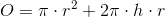O=\pi \cdot r^2+2\pi\cdot h\cdot r