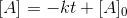 [ A ]= -kt+[ A ]_0