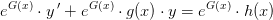 e^{G(x)}\cdot y{\, }'+e^{G(x)}\cdot g(x)\cdot y=e^{G(x)}\cdot h(x)