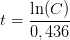t=\frac{\ln(C)}{0,436}