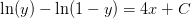 \ln(y)-\ln(1-y)=4x+C