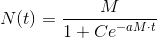 N(t)=\frac{M}{1+Ce^{-aM\cdot t}}