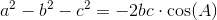 a^2-b^2-c^2=-2bc\cdot\cos(A)