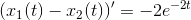 \left (x_1(t)- x_2(t) \right ){}'=-2e^{-2t}