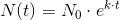 N(t)=N_0\cdot e^{k\cdot t}