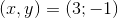 (x,y) =\left ( 3;-1 \right )