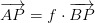 \overrightarrow{AP}=f\cdot \overrightarrow{BP}