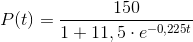 P(t)=\frac{150}{1+11,5\cdot e^{-0,225t}}