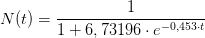 N(t)=\frac{1}{1+6,73196\cdot e^{-0,453\cdot t}}