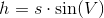 h=s\cdot \sin(V)
