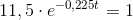 11,5\cdot e^{-0,225t}=1