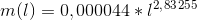 m(l)=0,000044*l^2^,^8^3^2^5^5