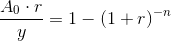 \frac{A_0\cdot r}{y}= 1-(1+r)^{-n}