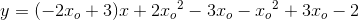 y=(-2x_o+3)x+2{x_o}^2-3x_o-{x_o}^2+3x_o-2