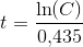 t=\frac{\ln(C)}{0{,}435}