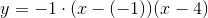 y=-1\cdot(x-(-1))(x-4)
