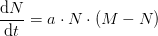 \frac{\mathrm{d} N}{\mathrm{d} t}=a\cdot N\cdot (M-N)