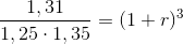 \frac{1,31}{1,25\cdot1,35}=(1+r)^{3}