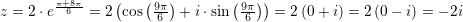 \small \! \! \! \! \! \! \! \! \! \! \! \! \! z=2\cdot e^{\frac{\pi+8\pi }{6}}=2\left ( \cos\left ( \frac{9\pi }{6} \right ) +i\cdot \sin\left ( \frac{9\pi }{6} \right ) \right )=2\left (0+i\right)=2\left ( 0-i \right )=-2i