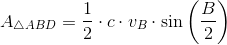 A_{\bigtriangleup ABD}=\frac{1}{2}\cdot c\cdot v_B\cdot \sin\left ( \frac{B}{2} \right )