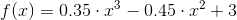f(x)=0.35\cdot x^3-0.45\cdot x^2+3