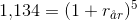 1{,}134=(1+r_{\aa r})^5