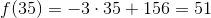 f(35)=-3\cdot 35+156=51