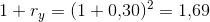 1+r_y=(1+0{,}30)^2=1{,}69