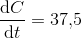 \frac{\mathrm{d} C}{\mathrm{d} t}=37{,}5