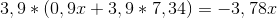 3,9*(0,9x+3,9*7,34) = -3,78x