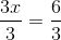 \frac{3x}{3}=\frac{6}{3}