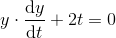 y\cdot \frac{\mathrm{d} y}{\mathrm{d} t}+2t=0