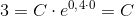 3=C\cdot e^{0{,}4\cdot 0}=C