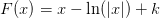 F(x)=x-\ln(\left | x \right |)+k