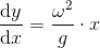 \frac{\mathrm{d} y}{\mathrm{d} x}=\frac{\omega ^2}{g}\cdot x