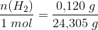 \frac{n(H_2)}{1\; mol}=\frac{0{,}120\; g}{24{,}305\; g}