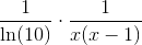 \frac{1}{\ln(10)}\cdot\frac{1}{x(x-1)}