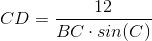 CD=\frac{12}{BC\cdot sin(C)}